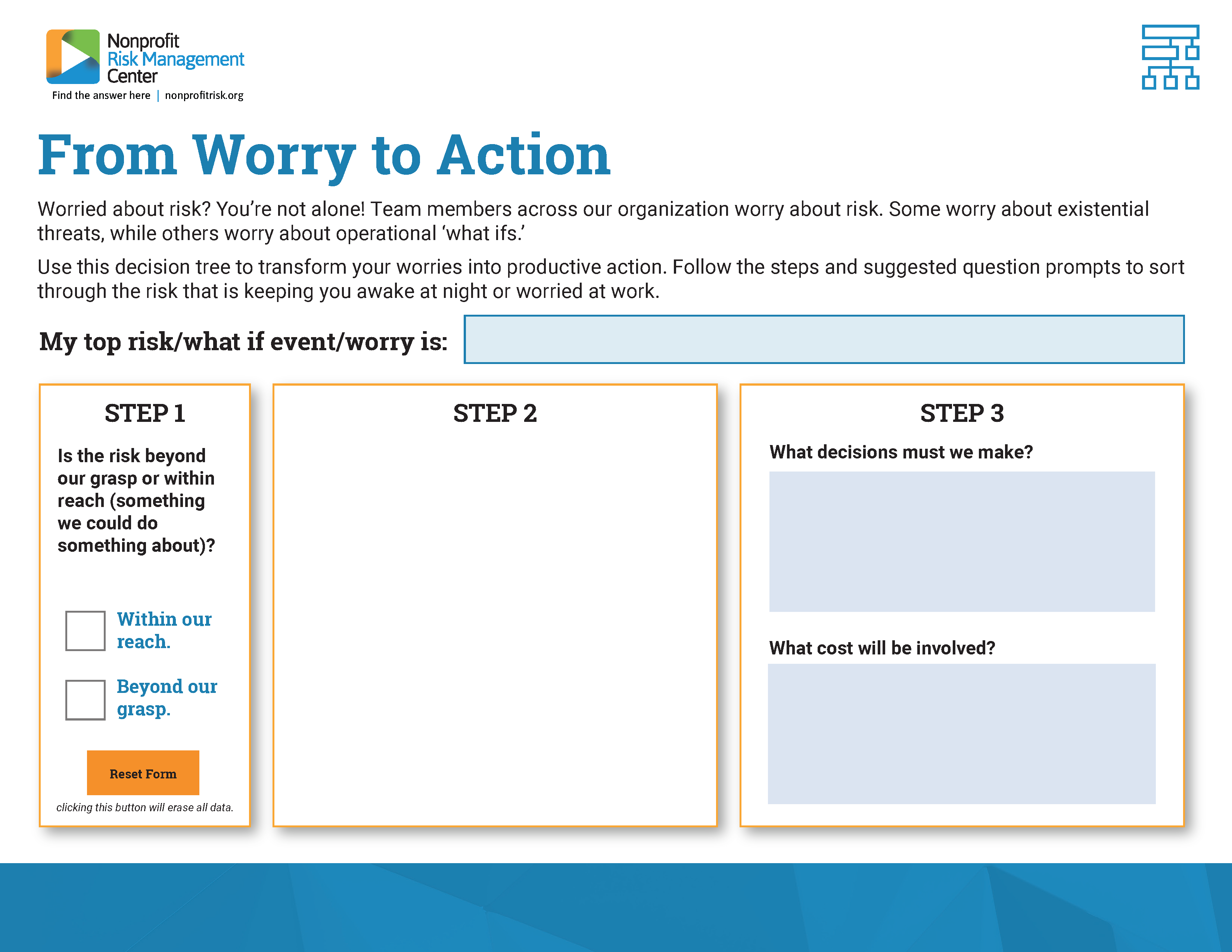 Screenshot of From Worry to Action Decision Tree