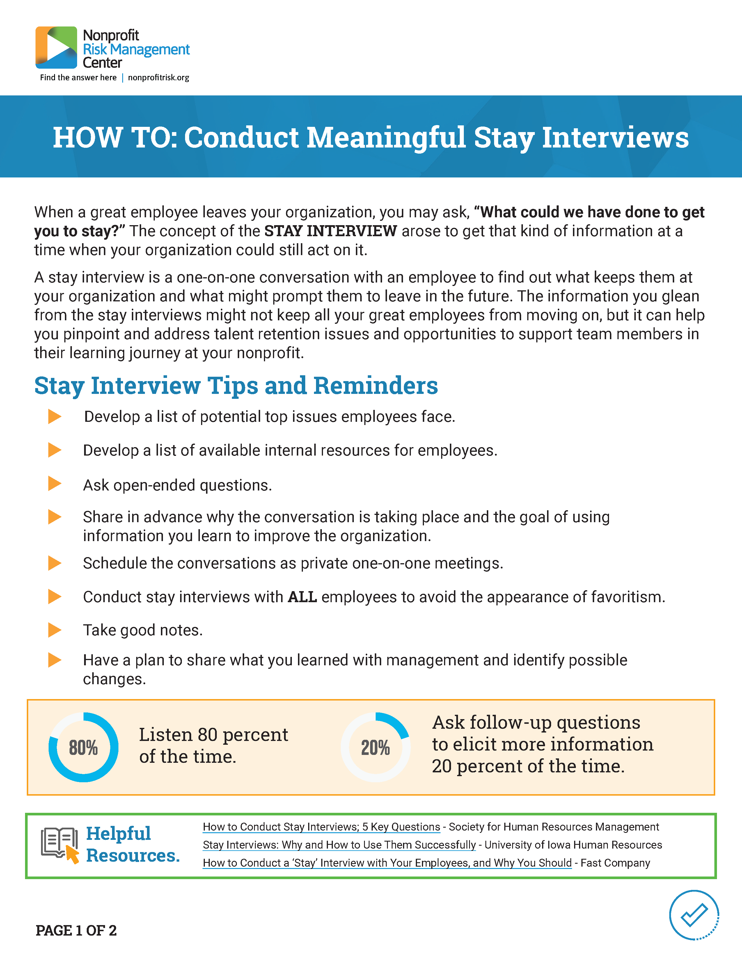 Screenshot How To Conduct Meaningful Stay Interviews Factsheet