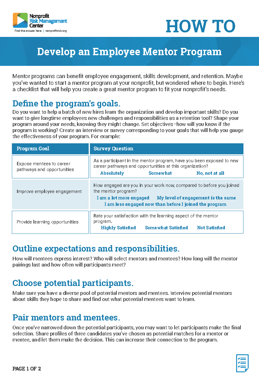 Screenshot of How to Develop an Employee Mentor Program Checklist