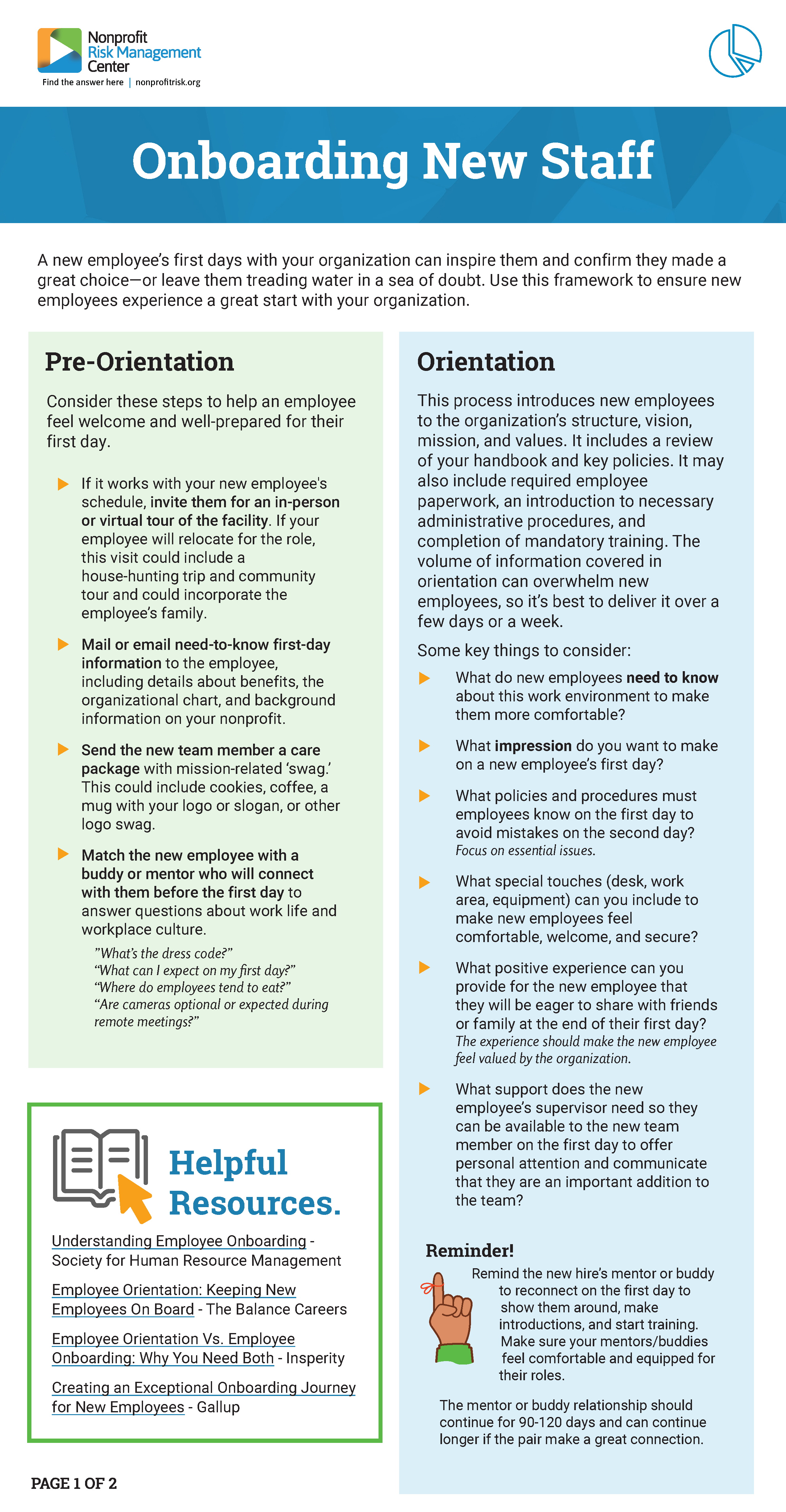 Screenshot of Onboarding New Staff Infographic